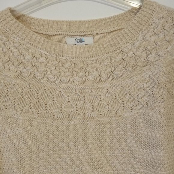 Croft & Barrow Cable Yoke Sweater Petite XXL PXXL Oatmeal/Tan NWT - Picture 5 of 7
